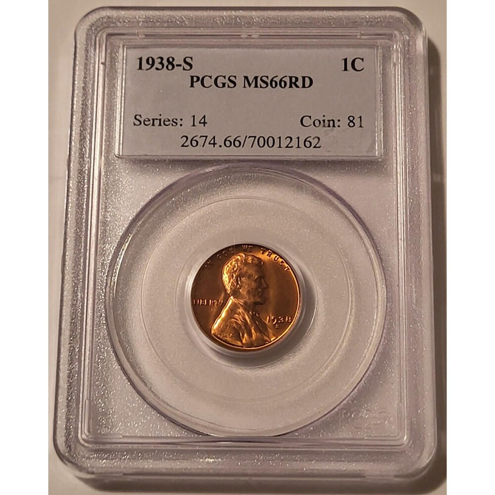 1938 S Lincoln Wheat Cent MS66 RED PCGS